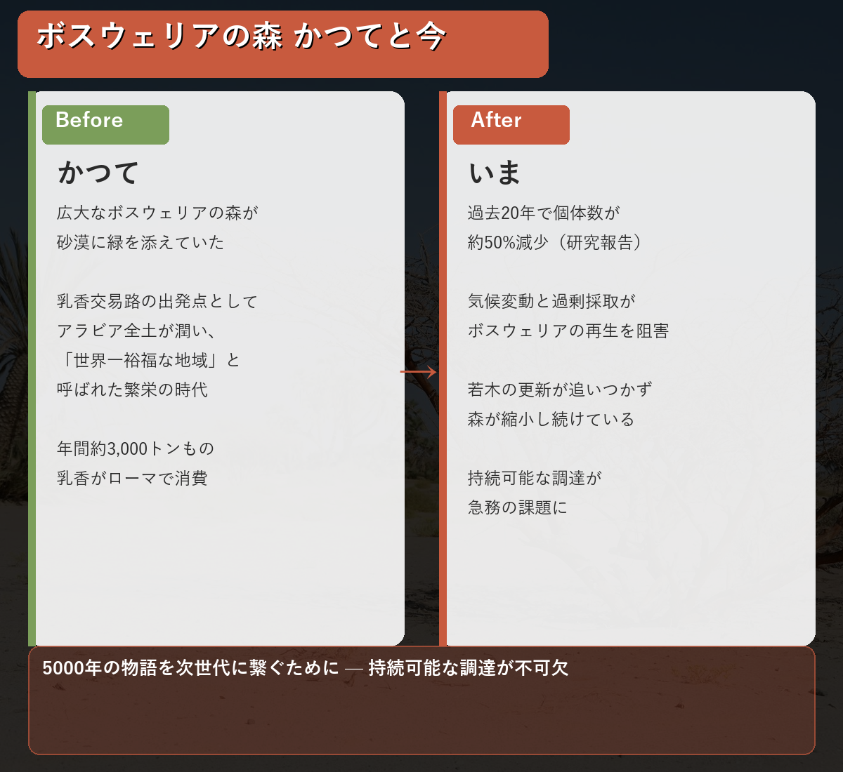 図解: ボスウェリアの森 かつてと今