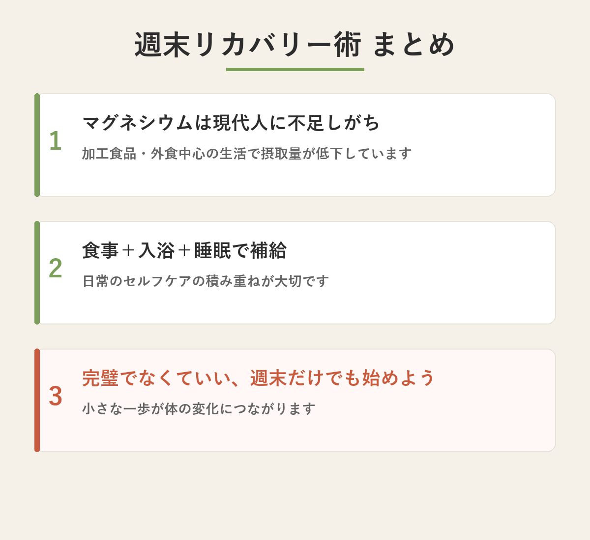 週末リカバリー術 まとめ
