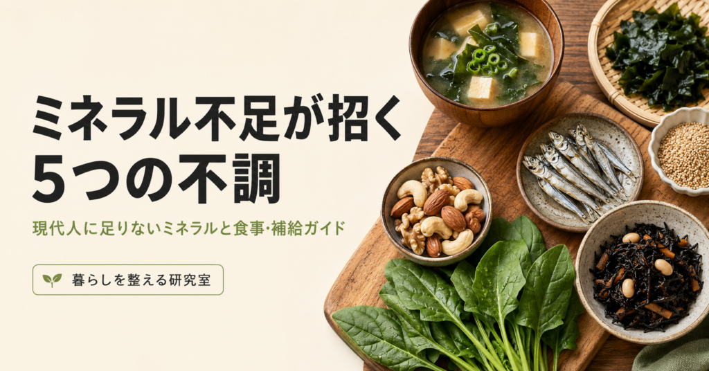 ミネラル不足が招く5つの不調｜現代人に足りないミネラルと食事・補給ガイドのアイキャッチ画像