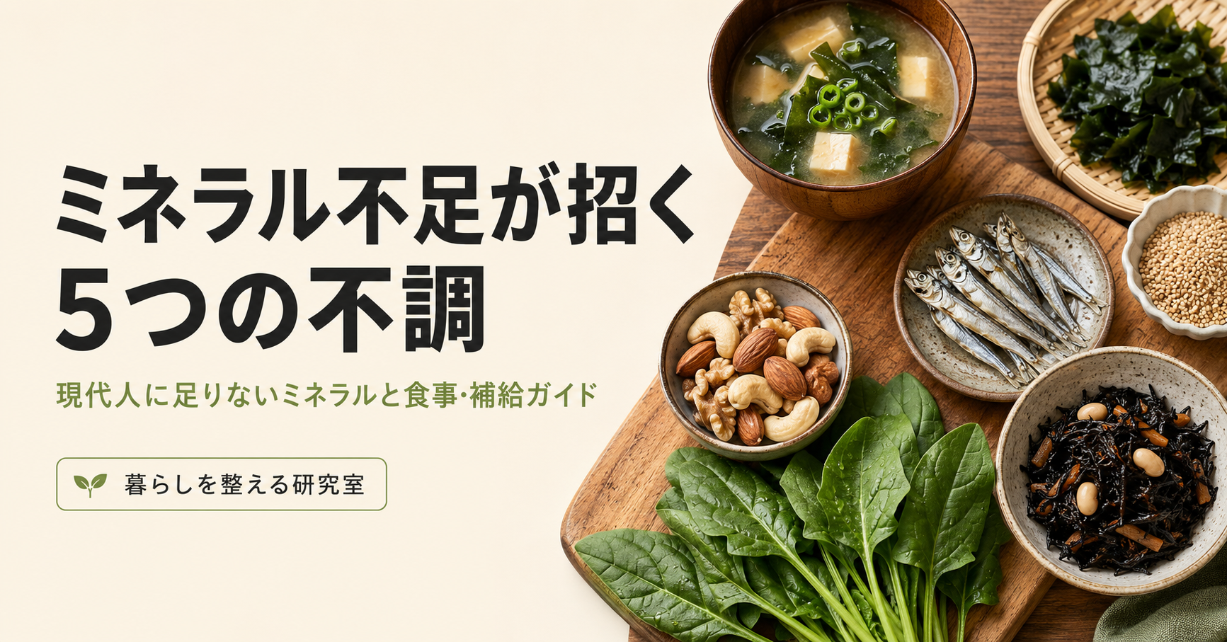 ミネラル不足が招く5つの不調|現代人に足りないミネラルと食事・補給ガイドのアイキャッチ画像