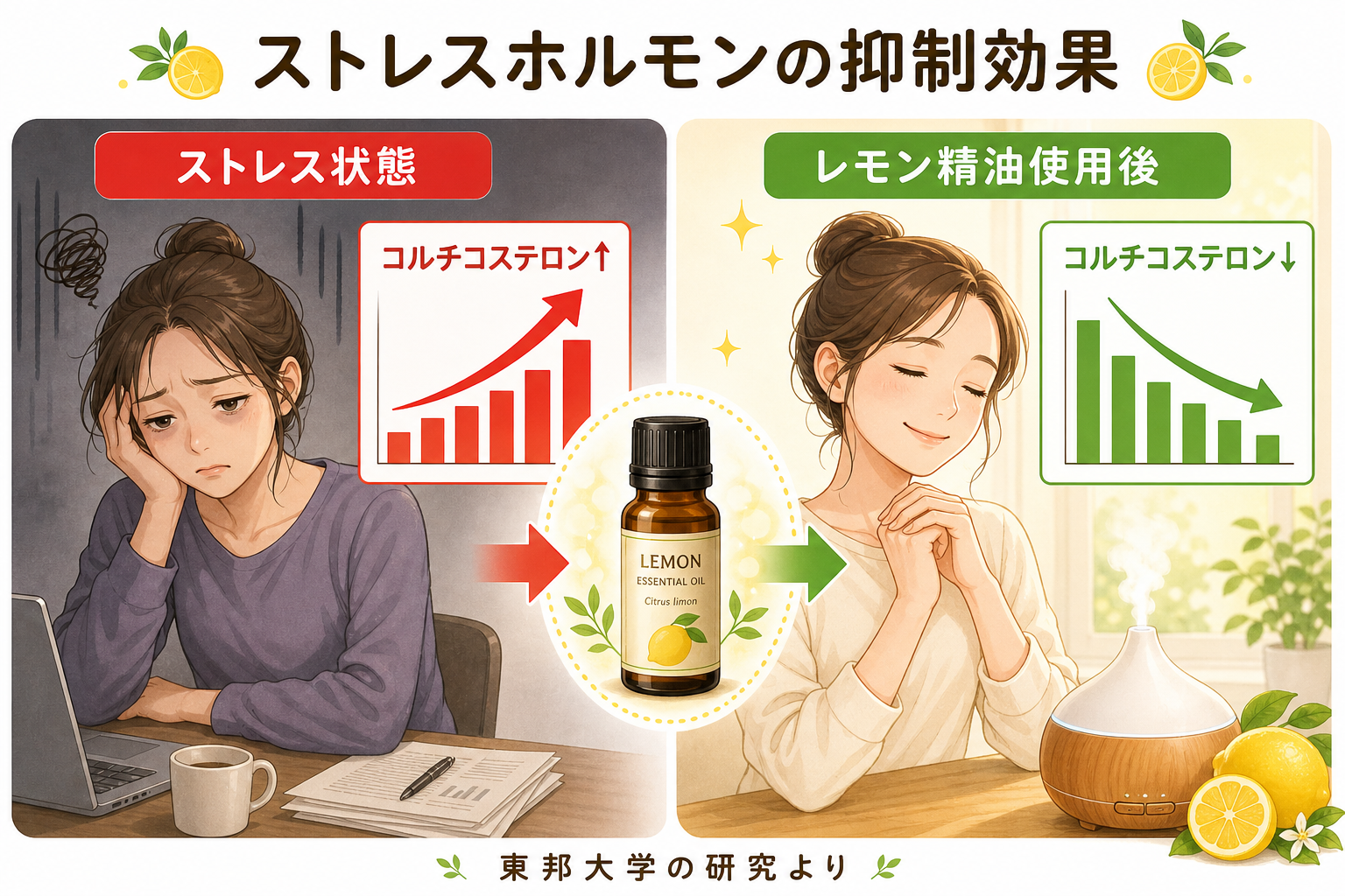 レモン精油によるストレスホルモン抑制