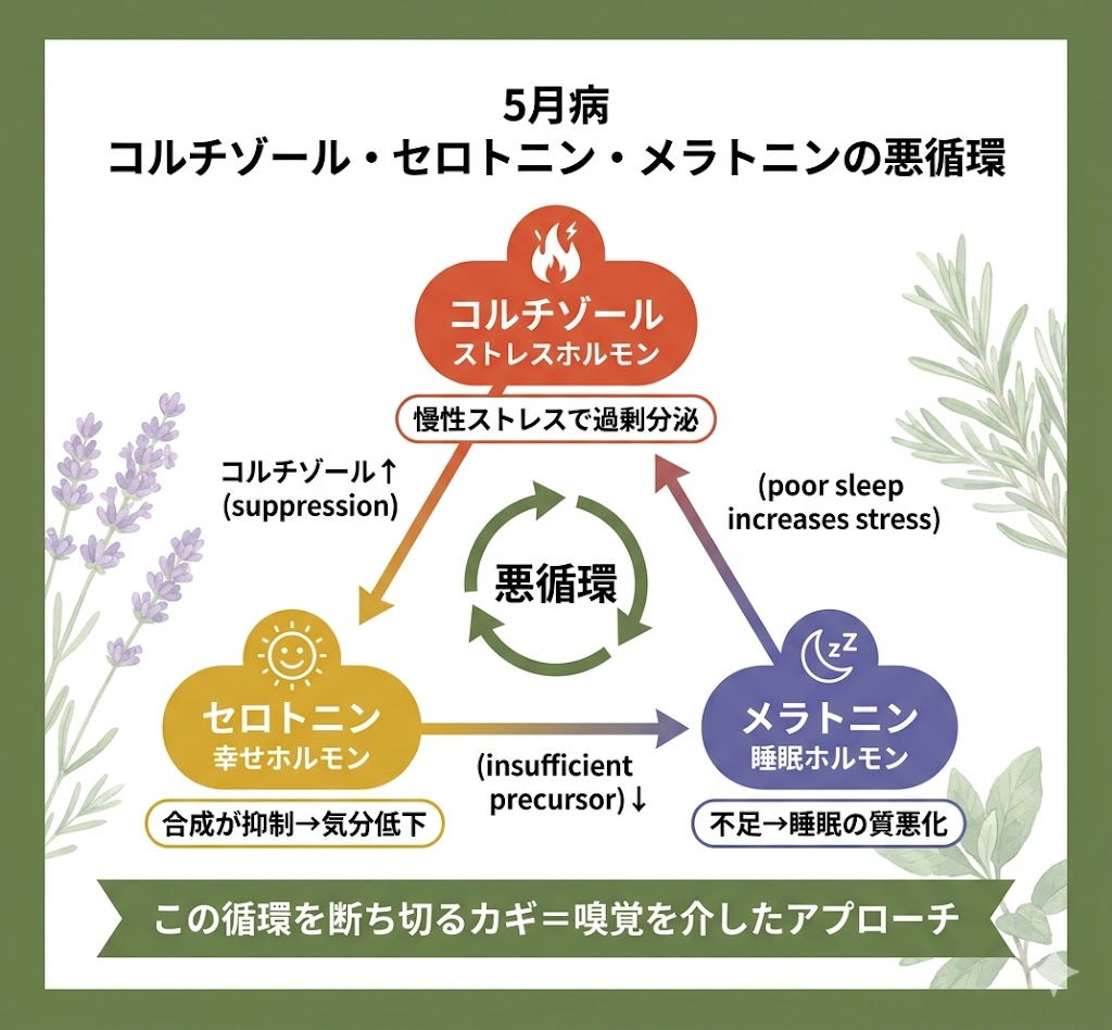 コルチゾール・セロトニン・メラトニンの三角関係