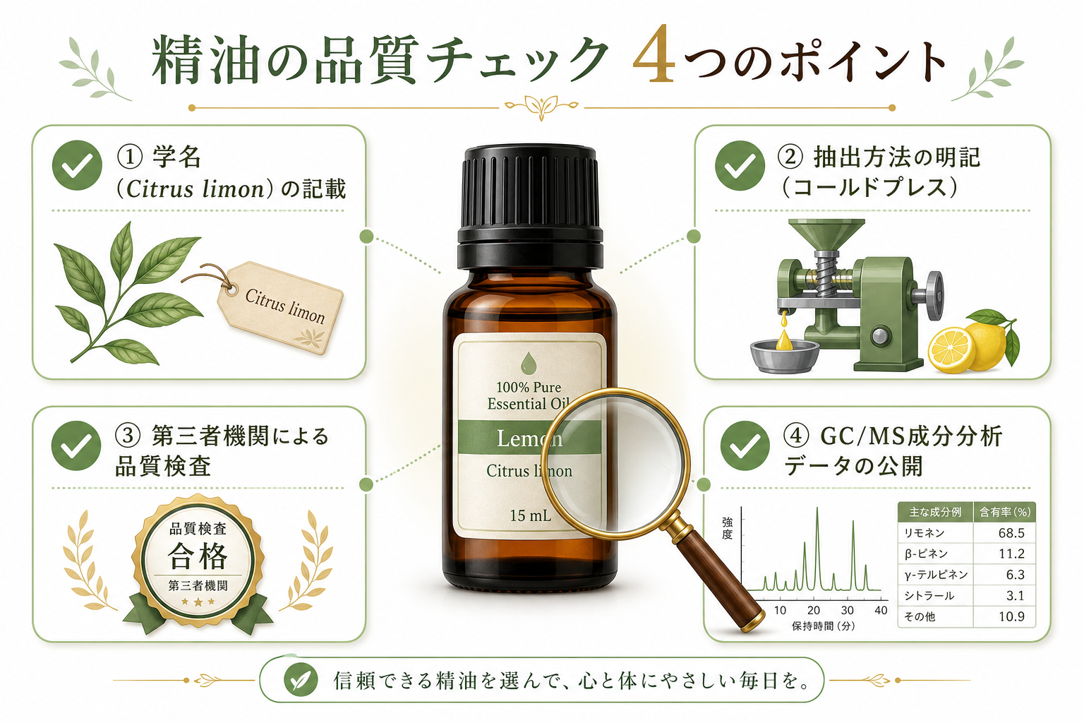 精油の品質チェック CPTG基準