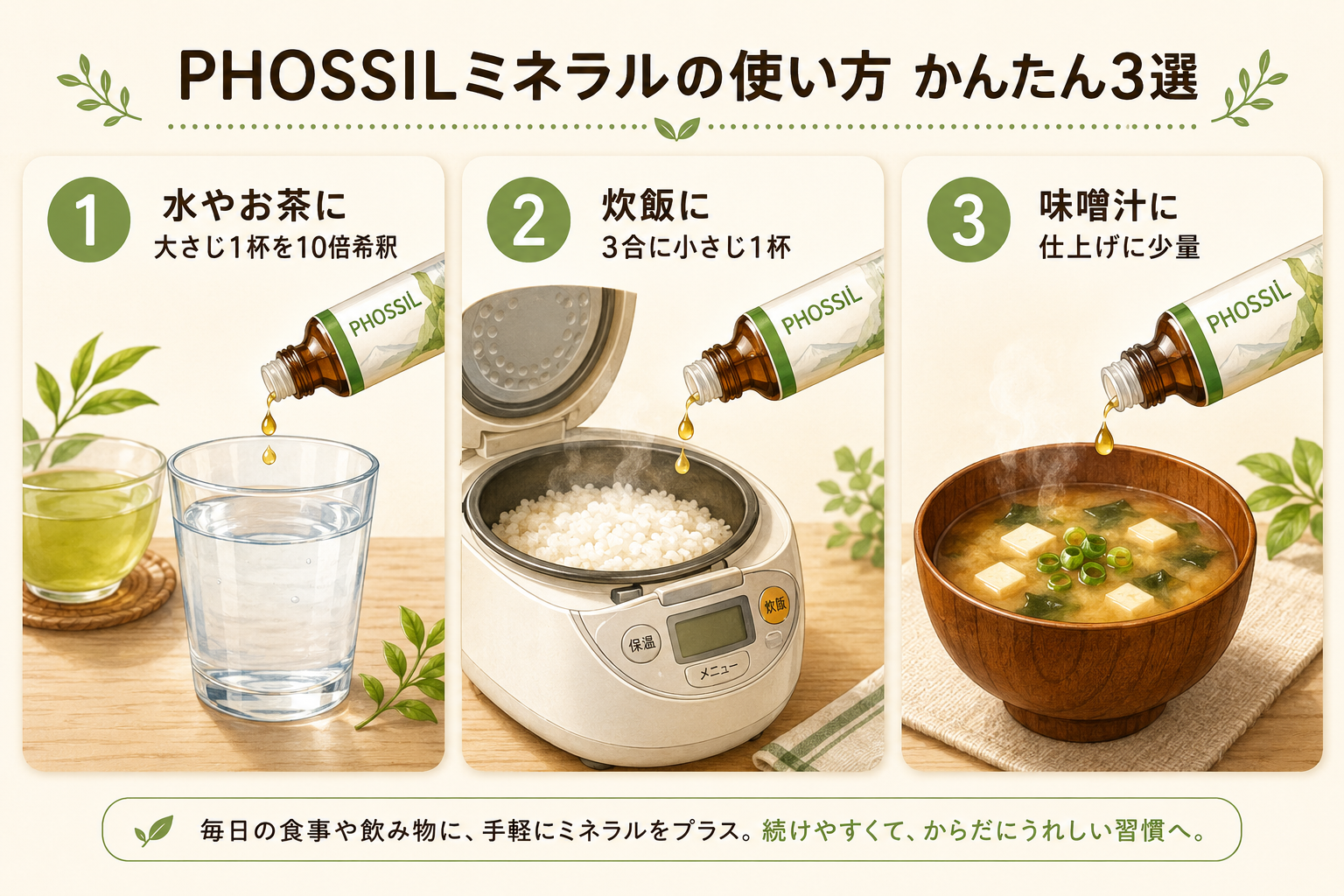 ミネラル不足が招く5つの不調|現代人に足りないミネラルと食事・補給ガイド 75 PHOSSILミネラルの使い方3選