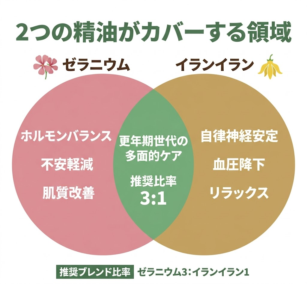 2つの精油がカバーする領域