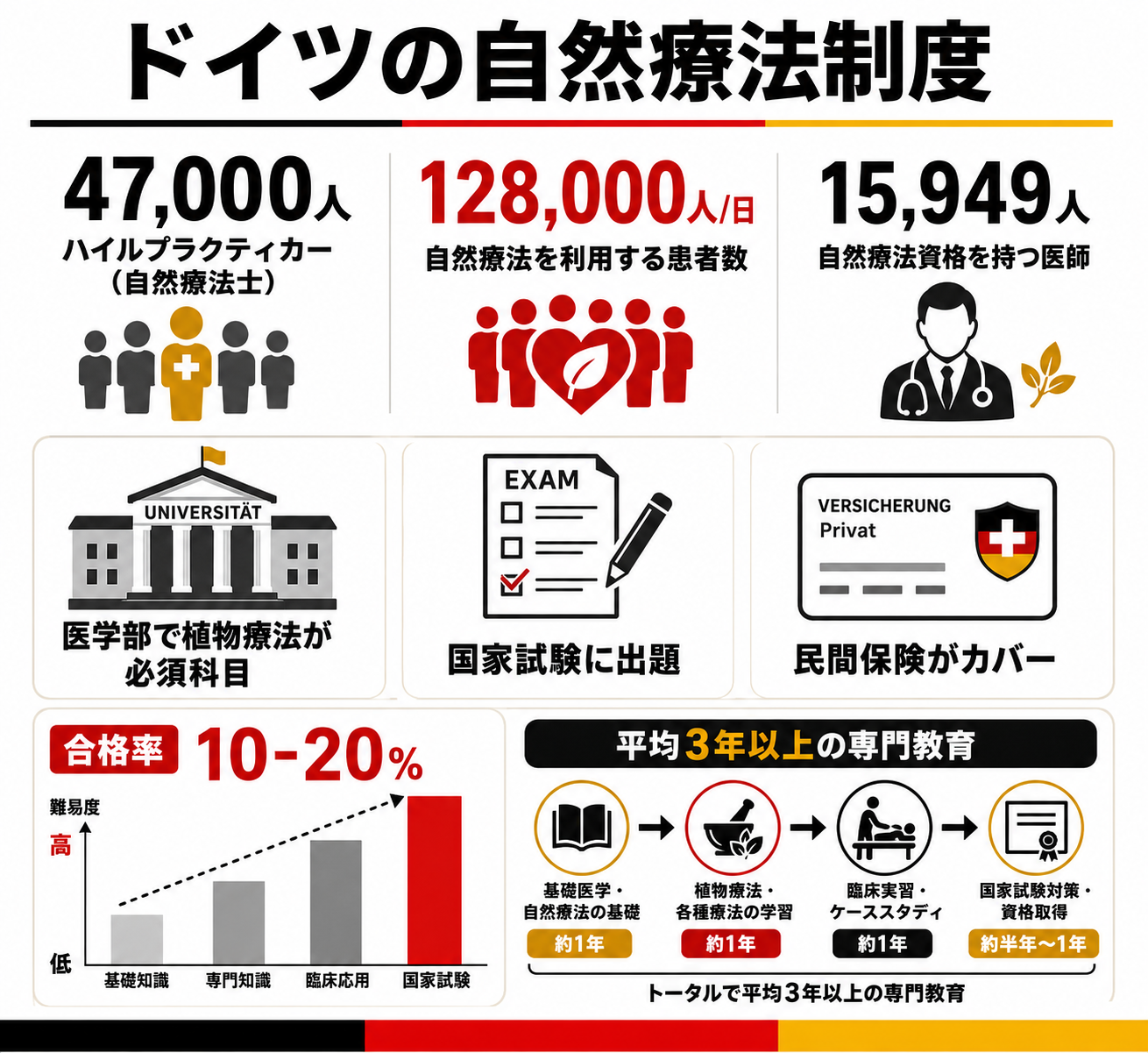 図解: ドイツの医療制度における自然療法の位置づけ（47,000人のハイルプラクティカー）