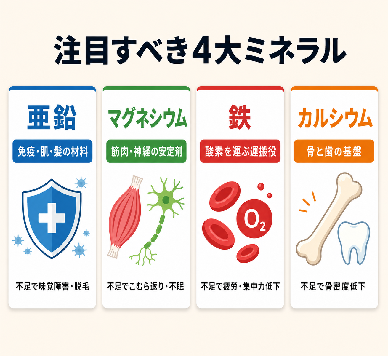 注目すべき4大ミネラル