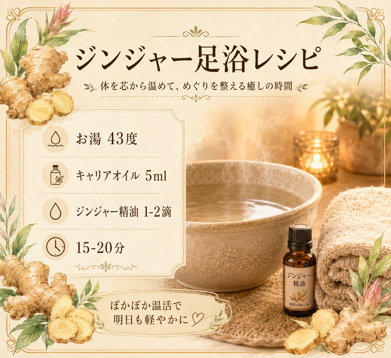 ジンジャー足浴レシピカード