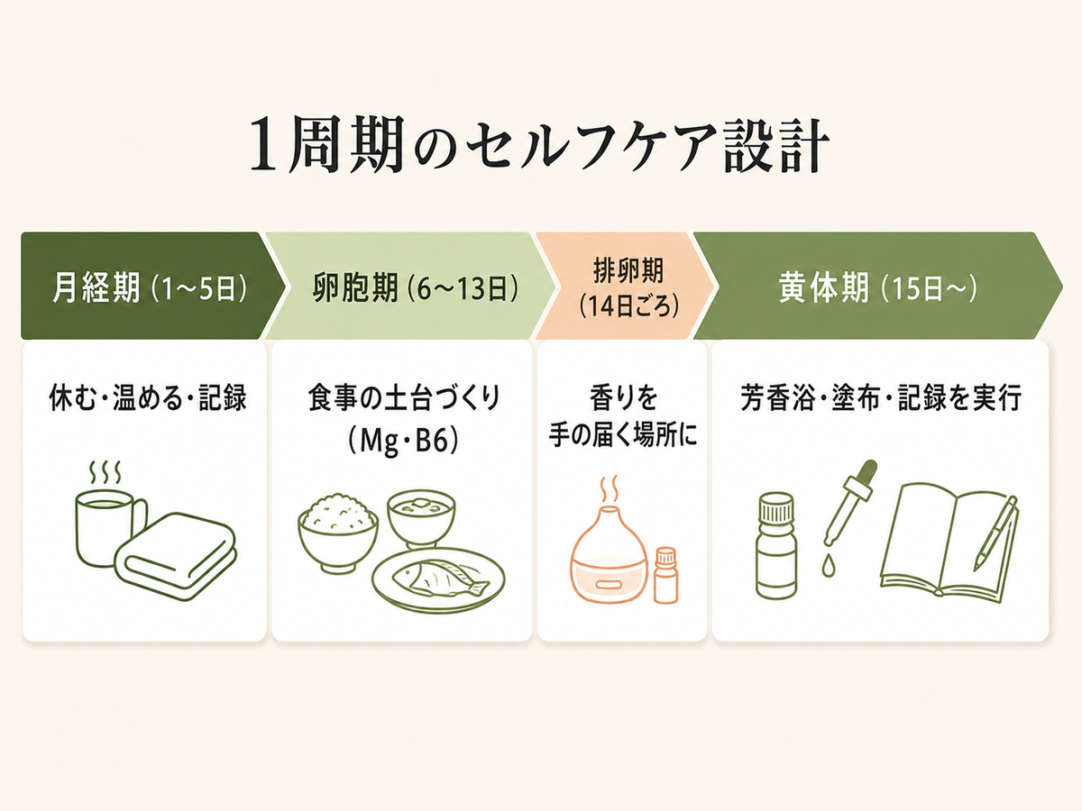 クラリセージとクラリカームの選び方・使い方──PMS・生理前の不調に【マグネシウム・ビタミンB6も】 63 1周期のセルフケア設計